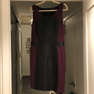 Tahari sleeveless maroon and black dress